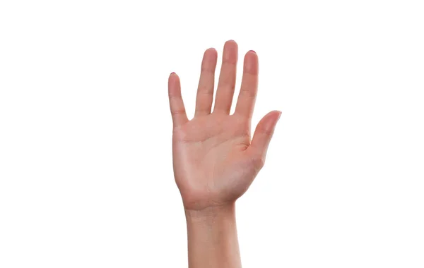 Γυναίκα χέρι δείχνει πέντε μετράνε — Φωτογραφία Αρχείου