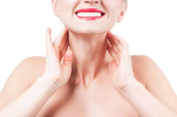 Female neck and shoulders. Beautiful woman with clean fresh skin — Stock Photo, Image