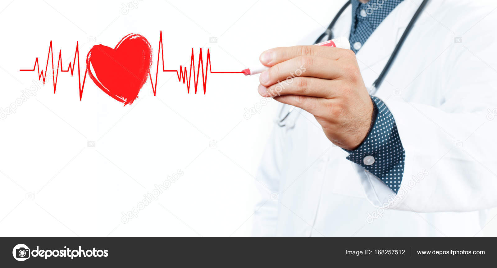 Lekarz Rysunek Serce Symbol I Wykres Bicie Serca Zdjęcie