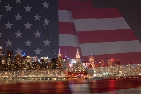 New York City és az Egyesült Államok zászló — Stock Fotó
