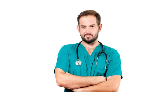 Cirurgião. Médico masculino com estetoscópio no hospital . — Fotografia de Stock