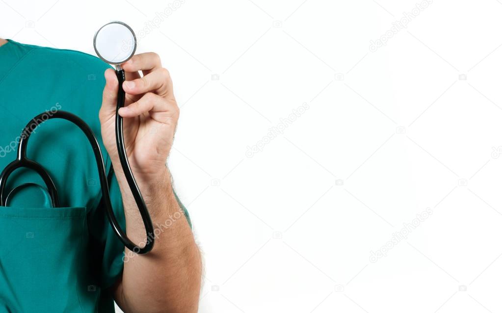 Doctor with a stethoscope in the hands 