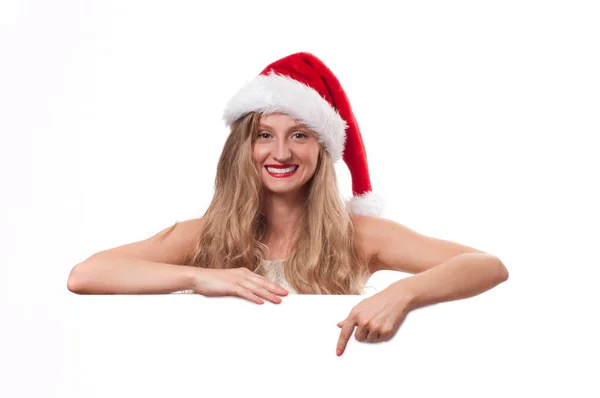 Boże Narodzenie. Piękna kobieta nosić santa hat — Zdjęcie stockowe