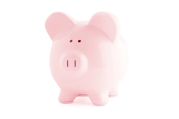 Banco piggy rosa isolado no branco — Fotografia de Stock