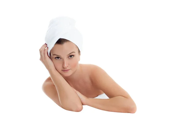 Beautiful young woman with clean fresh skin. Facial treatment. Cosmetology , beauty and spa Stock Photo