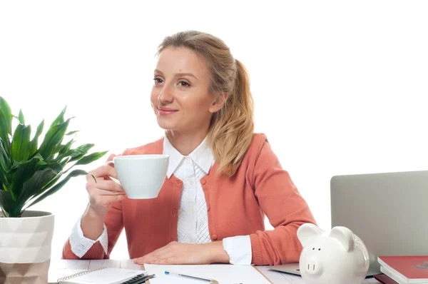 Mujer de negocios tomando un café — Foto de Stock