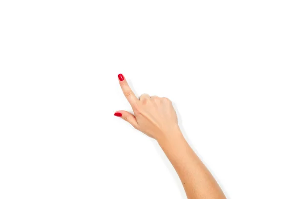 Hermosa mano femenina con manicura roja — Foto de Stock