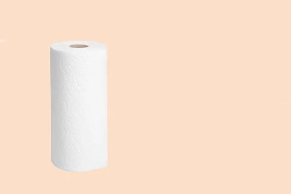 Papírové ručníky v roli na pastelové pozadí — Stock fotografie