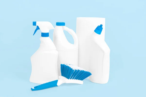 Plastic bottles with washing detergent for toilet — Stock Photo, Image