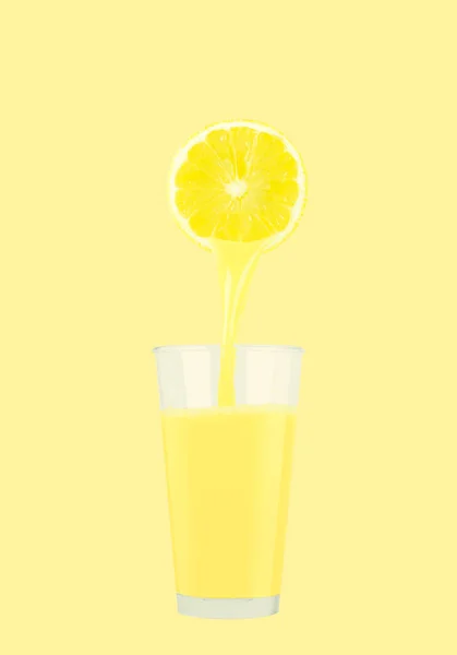 Zumo de limón y limón sobre fondo pastel —  Fotos de Stock