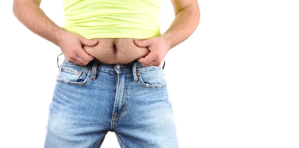 Mężczyzna nadwaga i duży brzuch tłuszczu — Zdjęcie stockowe