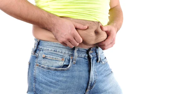 Homem com sobrepeso e barriga grande gordura — Fotografia de Stock
