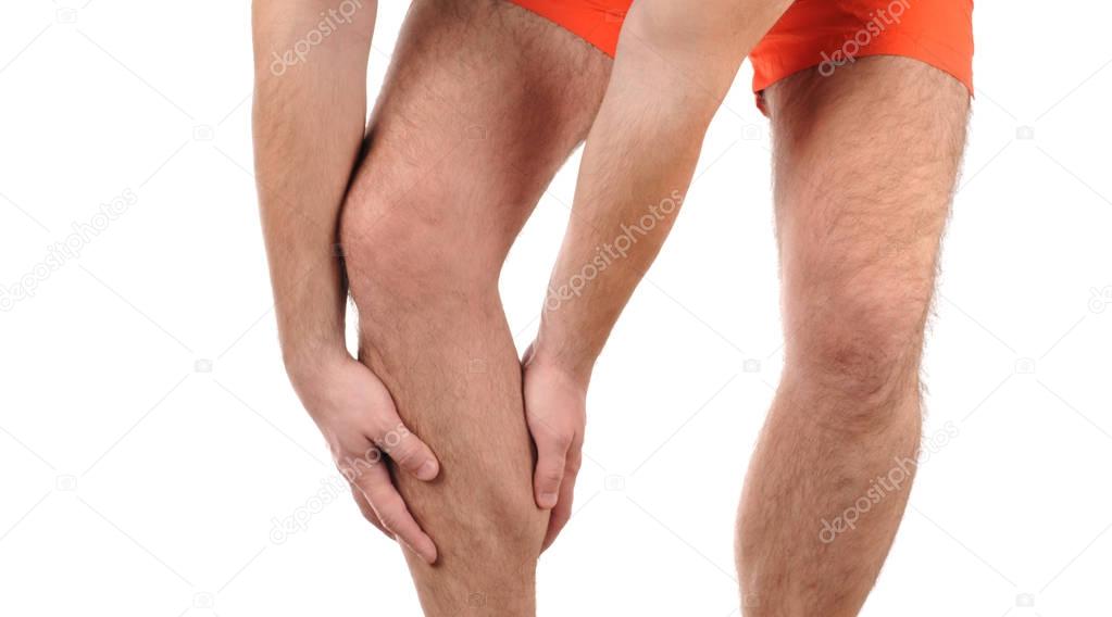Man with pain in knee.