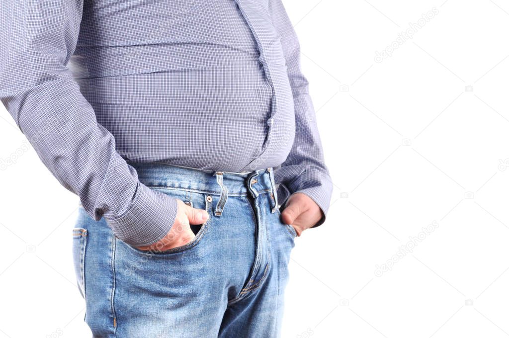 Man overweight and big fat belly 