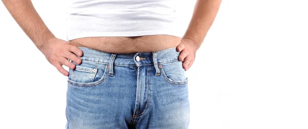Mężczyzna nadwaga i duży brzuch tłuszczu — Zdjęcie stockowe