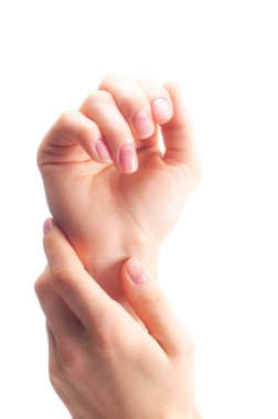 Güzel kadın eller. Spa ve manikür. Yumuşak deri, tırnak bakım kavramı.