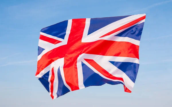 National Flag United Kingdom Brittisk Flagga Blå Himmel Bakgrund — Stockfoto