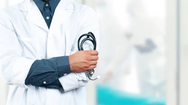 Utbrott Coronavirus Covid Läkare Med Stetoskop Sjukhuset Begreppet Hälso Och — Stockfoto