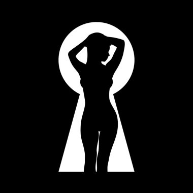 Güzel bir çıplak kız silüeti.