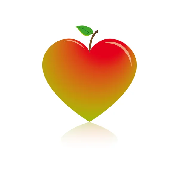 The Apple in the shape of a heart. — Stock Vector
