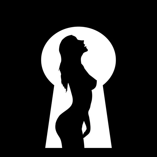 Güzel bir çıplak kız silüeti.