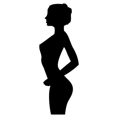 Güzel bir çıplak kız silüeti.