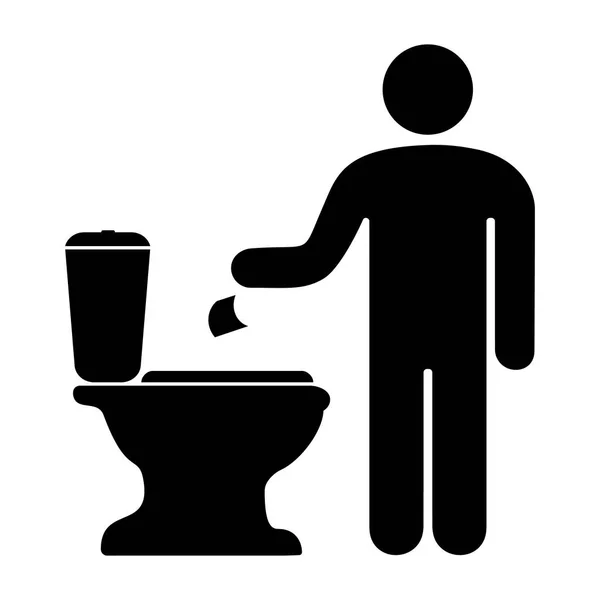 Homme jetant du papier toilette dans les toilettes — Image vectorielle