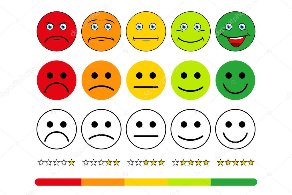 Rating scale of customer satisfaction. The scale of emotions with smiles