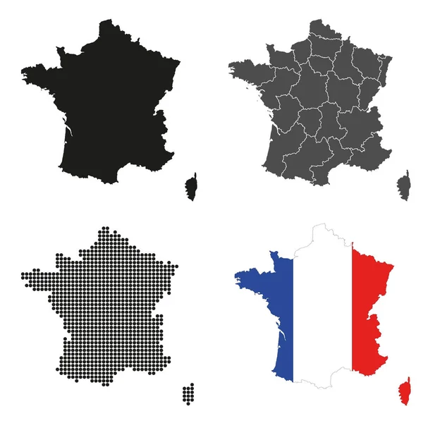 Um conjunto de mapas vetoriais precisos detalhados da França — Vetor de Stock