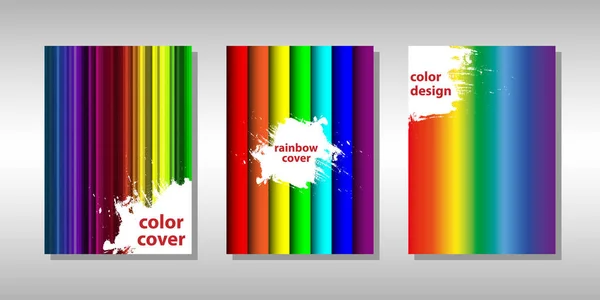 Ein Set leuchtend bunter Abdeckungen in Regenbogenfarben für Ihre Projekte — Stockvektor