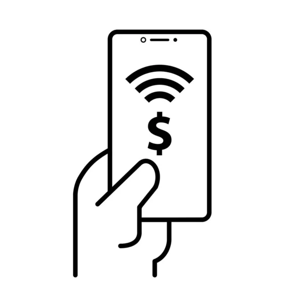 Eenvoudig pictogram voor contactloze betaling met uw smartphone — Stockvector