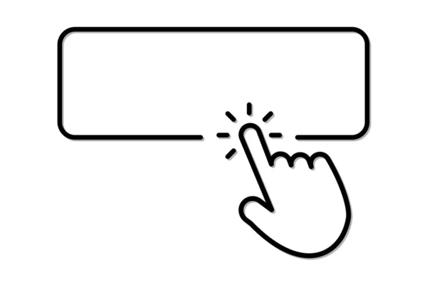 Рука нажимает кнопку с пустым местом для вставки текста — стоковый вектор