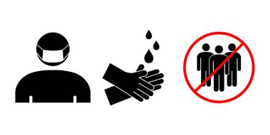 Set of icons for the prevention of infection with coronavirus covid-2019