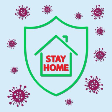 İnsanları karantinada ve kendi başlarına kalmaya çağıran bir pankart.