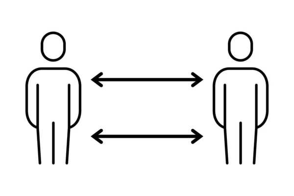 Ett enkelt ikon tecken för att upprätthålla socialt avstånd mellan människor för icke-spridning av ett nytt coronavirus — Stock vektor