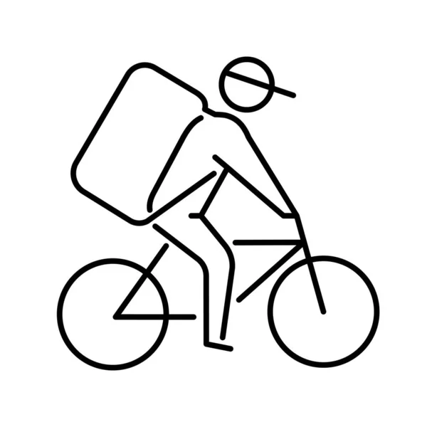 Icon of a Bicycle courier delivering goods or food to a customer — Stock Vector