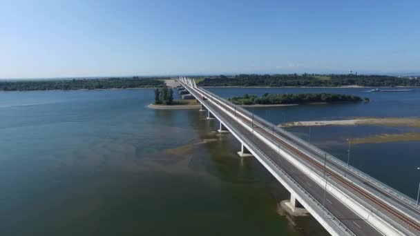 Aerial video of Danube bridge — Stock Video