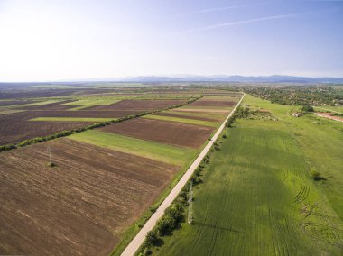 Bulgaristan tarım alanlarının havadan görünümü