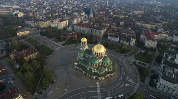 Alexander Nevsky Havadan Görünümü Gündoğumu Sofia Bulgaristan — Stok fotoğraf