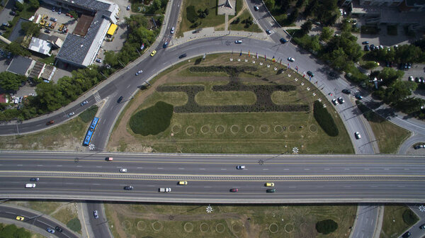 Aerial view of 4-th kilometer roundabout, Sofia, Bulgaria