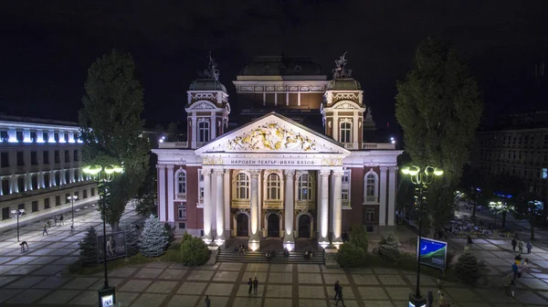 Ivan Vazov Nationa Tiyatro Hava Görünümünü Geceleyin Sofia Bulgaristan — Stok fotoğraf