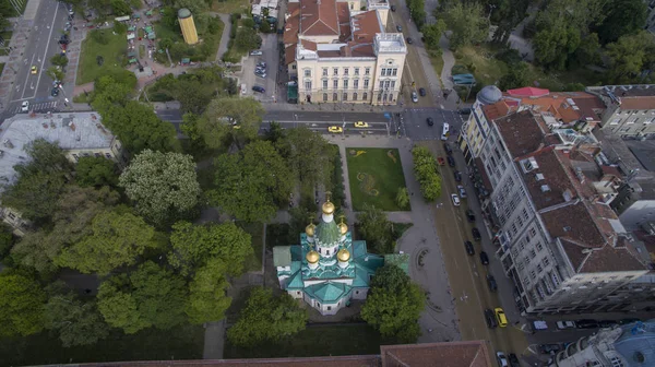 Luchtfoto Van Russische Kerk Sofia Bulgarije — Stockfoto