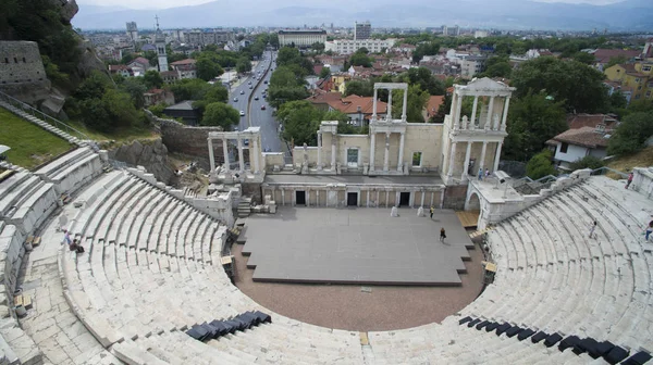 Vista Aérea Antigo Teatro Romano Plovdiv Bulgária — Fotografia de Stock
