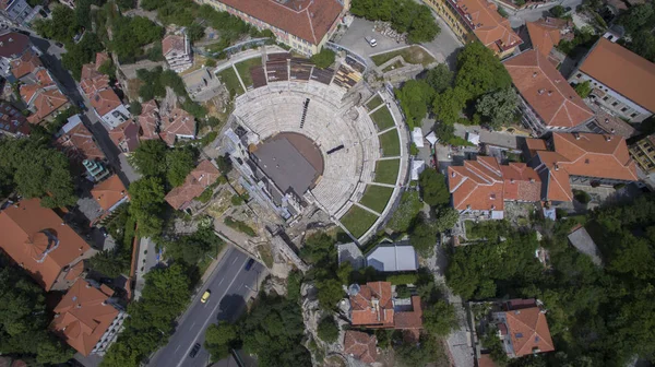 Luftaufnahme Des Antiken Römischen Theaters Plovdiv Bulgaria — Stockfoto