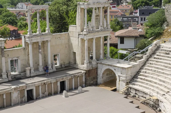 Vista Aérea Antigo Teatro Romano Plovdiv Bulgária — Fotografia de Stock