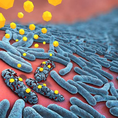 3d illustration of antibiotics destroying bacteria  clipart