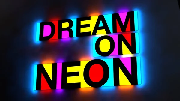 Illustration Colorful Glowing Lettering Words Dream Neon — Stock Photo, Image