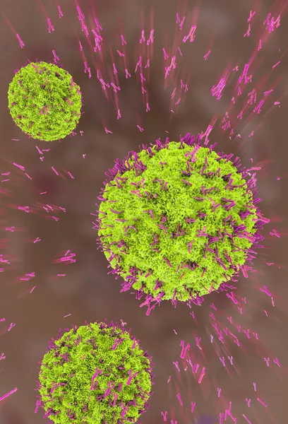 Illustration Antikroppar Som Angriper Virus Cell Blodomloppet — Stockfoto