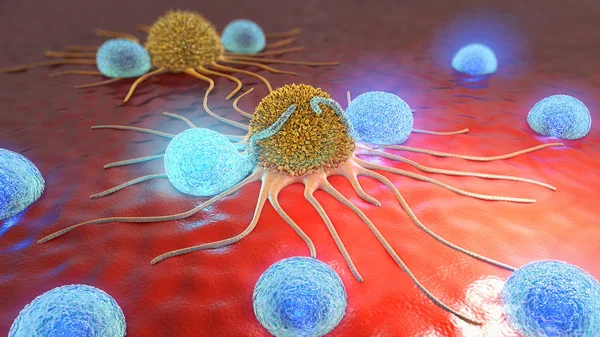 Illustration Cancer Cell Lymphocytes — Stock Photo, Image