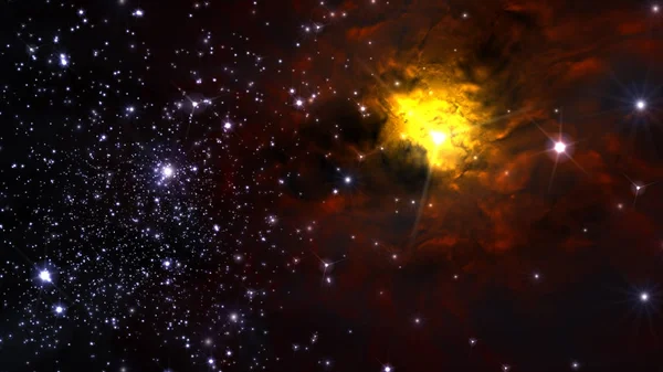 Ilustração Campo Estelar Fictício Nebulosas Sol Galáxias — Fotografia de Stock